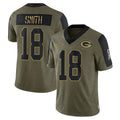 PHIN GB.Packers #18 Jonnu Smith Player Olive Salute To Service Limited Game Stitched Jerseys