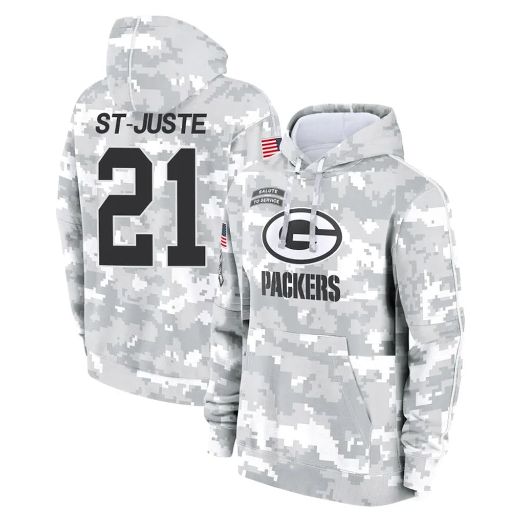PHIN GB.Packers #21 Benjamin St-Juste Player Arctic Camo Salute to Service Hoodies Limited Game Stitched Jerseys