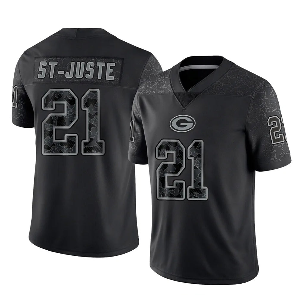 PHIN GB.Packers #21 Benjamin St-Juste Player Black Reflective Limited Home Game Stitched Jerseys