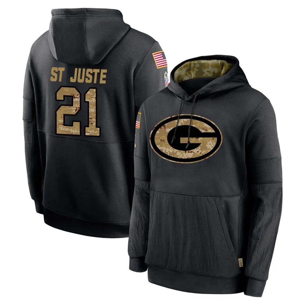 PHIN GB.Packers #21 Benjamin St-Juste Player Black Salute to Service Hoodies Limited Game Stitched Jerseys
