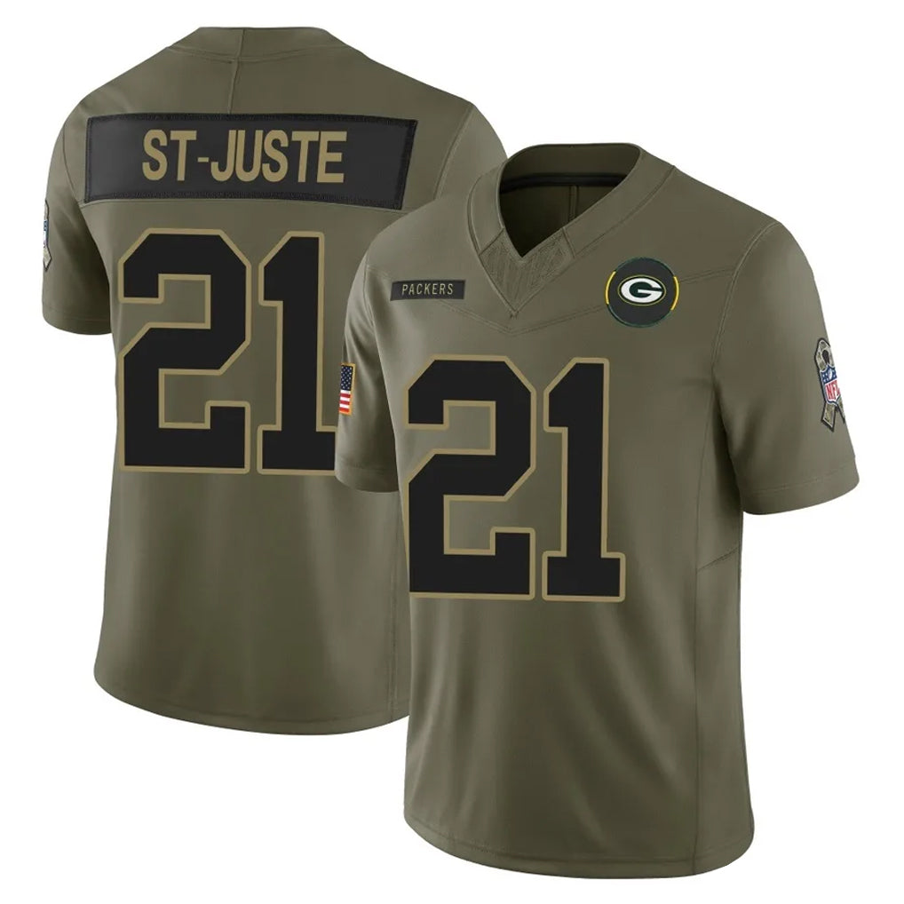 PHIN GB.Packers #21 Benjamin St-Juste Player Olive 2025 Salute To Service Limited Home Game Stitched Jerseys
