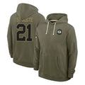 PHIN GB.Packers #21 Benjamin St-Juste Player Olive Salute to Service Pullover Hoodies Limited Stitched Jerseys