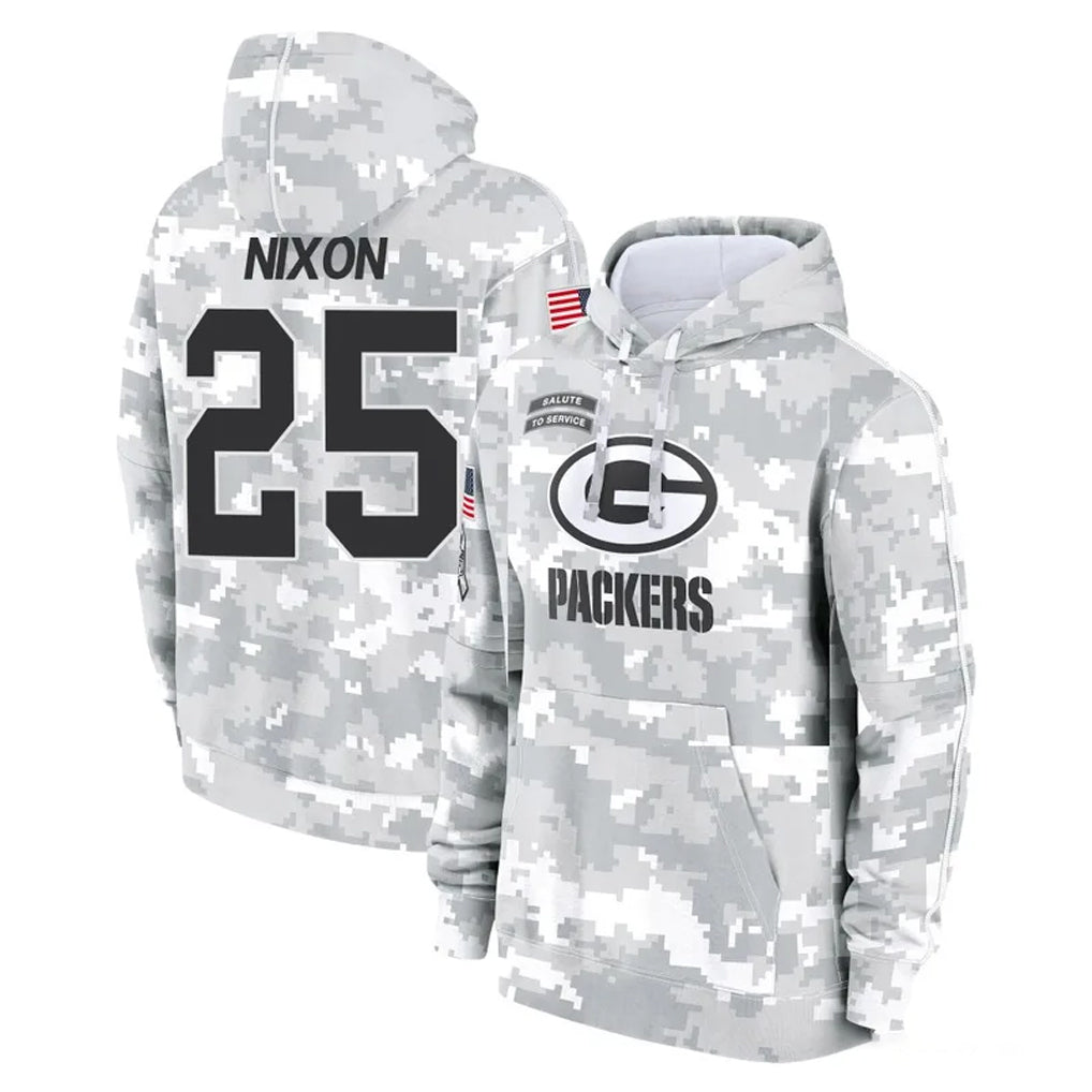 PHIN GB.Packers #25 Keisean Nixon Player Arctic Camo Salute to Service Hoodies Limited Game Stitched Jerseys