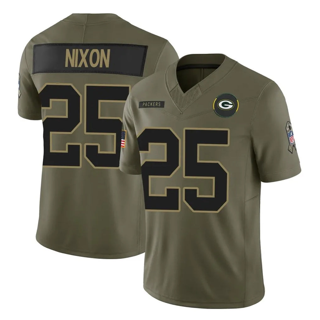 PHIN GB.Packers #25 Keisean Nixon Player Olive 2025 Salute To Service Limited Home Game Stitched Jerseys