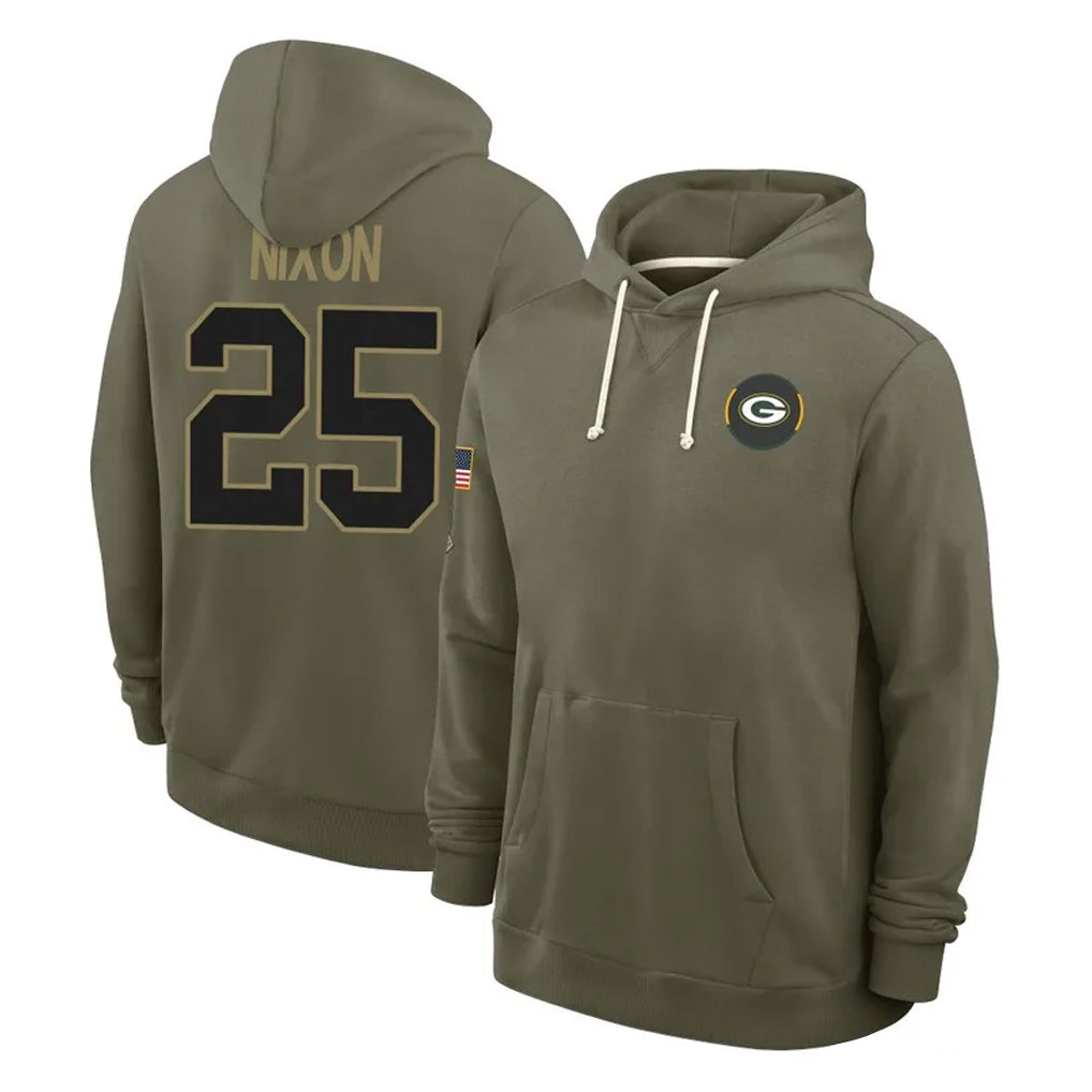 PHIN GB.Packers #25 Keisean Nixon Player Olive Salute to Service Pullover Hoodies Limited Stitched Jerseys