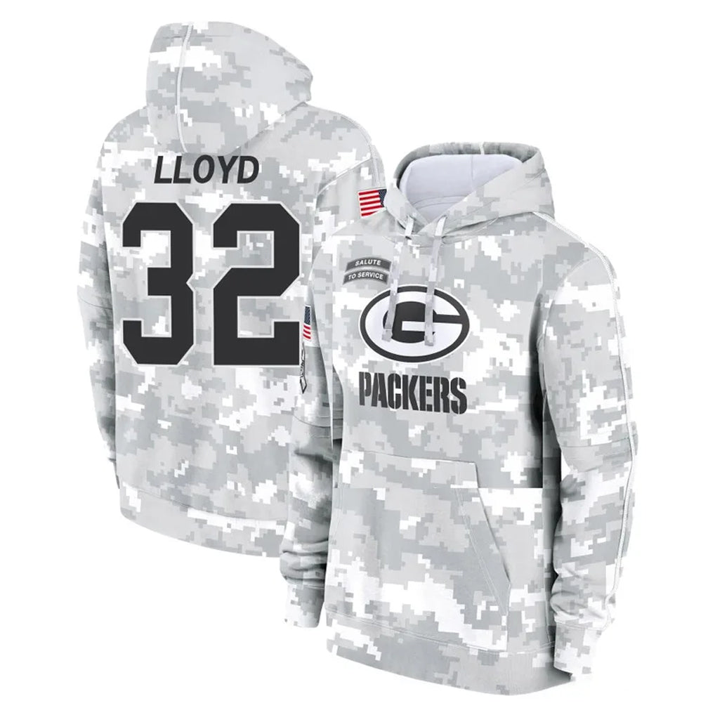 PHIN GB.Packers #32 MarShawn Lloyd Player Arctic Camo Salute to Service Hoodies Limited Game Stitched Jerseys