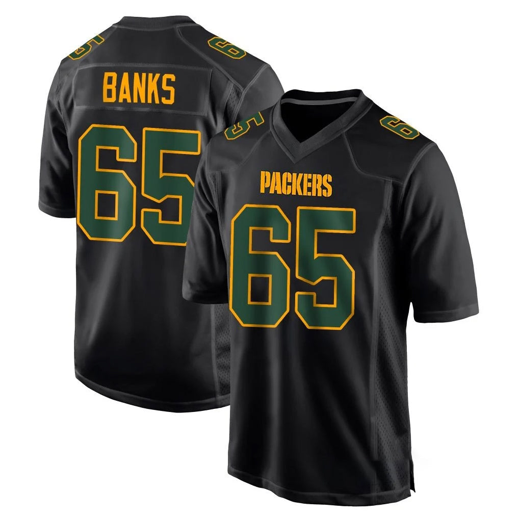 PHIN GB.Packers #65 Aaron Banks Player Black Fashion Home Game Stitched Jerseys
