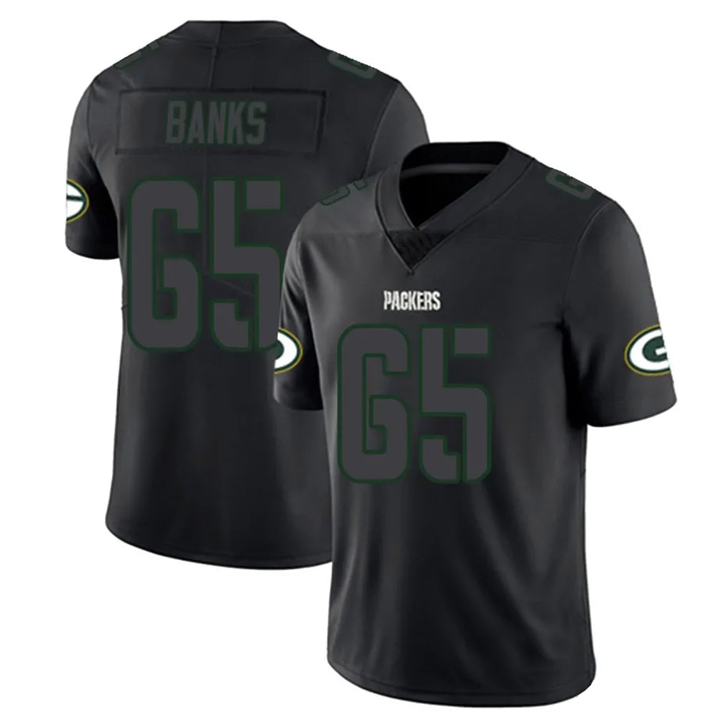 PHIN GB.Packers #65 Aaron Banks Player Black Impact Limited Home Game Stitched Jerseys