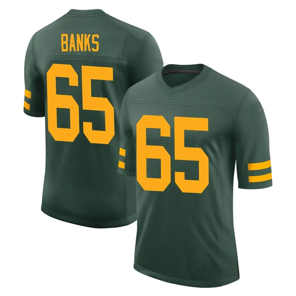 PHIN GB.Packers #65 Aaron Banks Player Green Alternate Home Game Stitched Jerseys