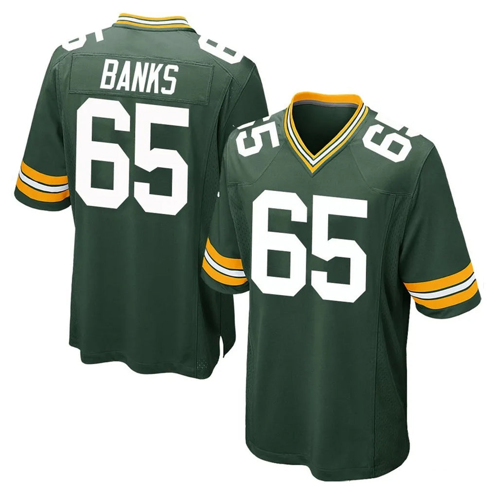 PHIN GB.Packers #65 Aaron Banks Player Green Home Game Stitched Jerseys