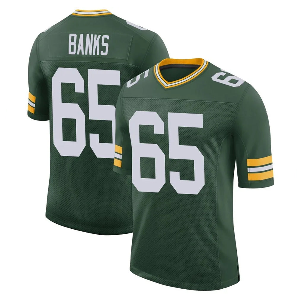 PHIN GB.Packers #65 Aaron Banks Player Green Limited Classic Home Game Stitched Jerseys