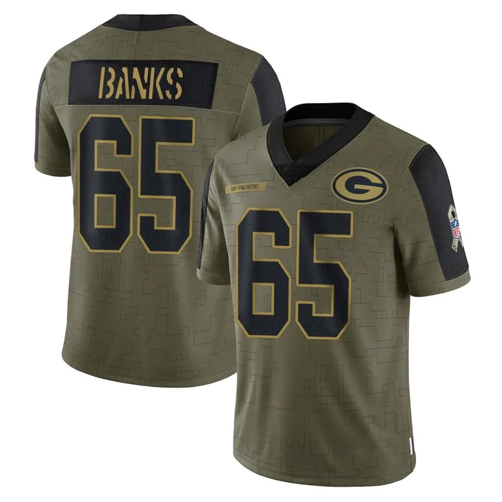 PHIN GB.Packers #65 Aaron Banks Player Olive Salute To Service Limited Game Stitched Jerseys