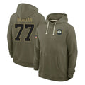 PHIN GB.Packers #77 Jordan Morgan Player Olive Salute to Service Pullover Hoodies Limited Stitched Jerseys