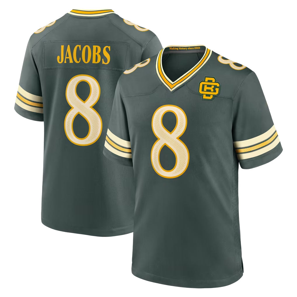 PHIN GB.Packers #8 Josh Jacobs Player Green 2026 Rivalries Collection Home Game Stitched Jerseys