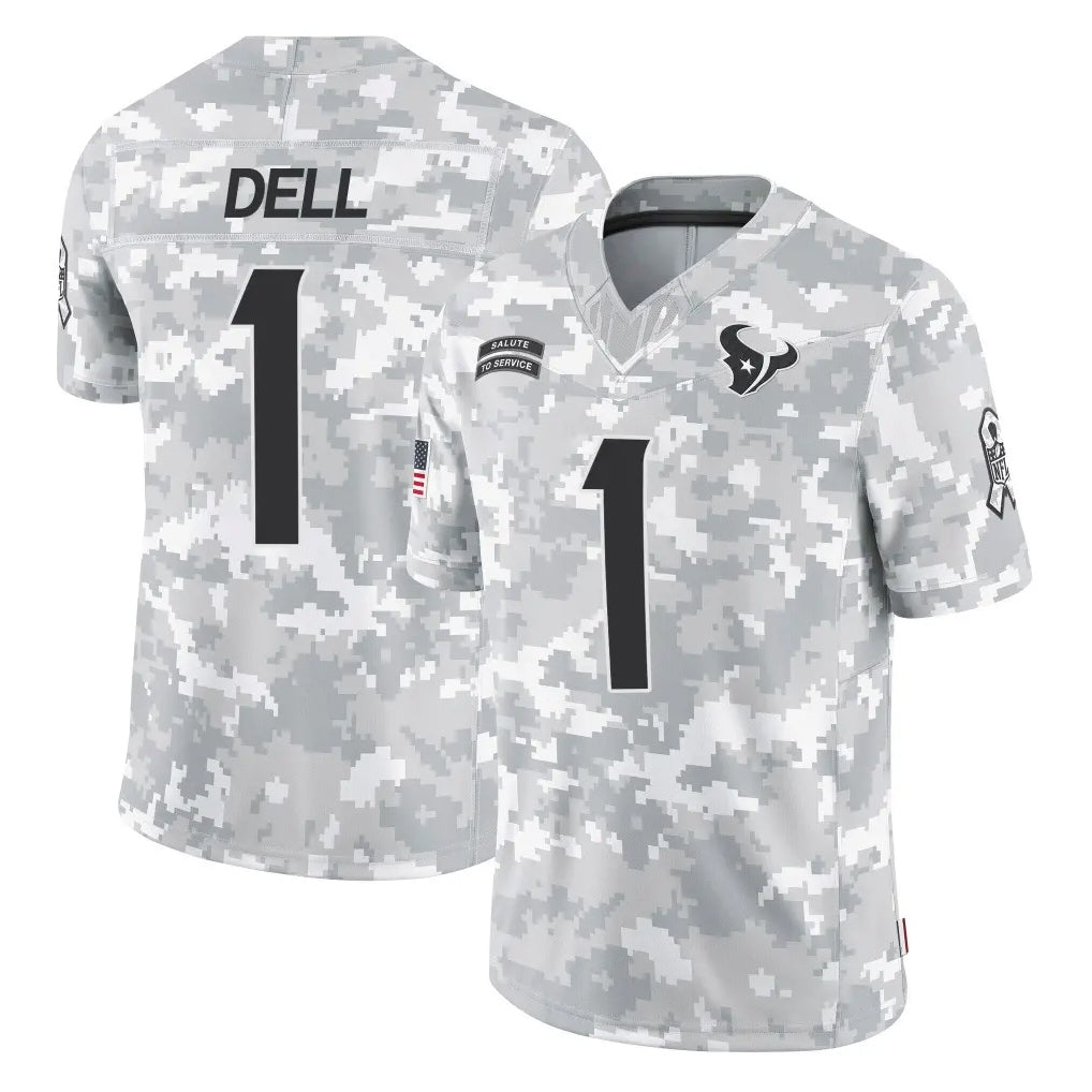 PHIN H.Texans #1 Tank Dell Player Arctic Camo Salute To Service Limited Game Stitched Jerseys
