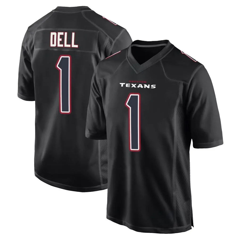 PHIN H.Texans #1 Tank Dell Player Black Fashion Home Game Stitched Jerseys