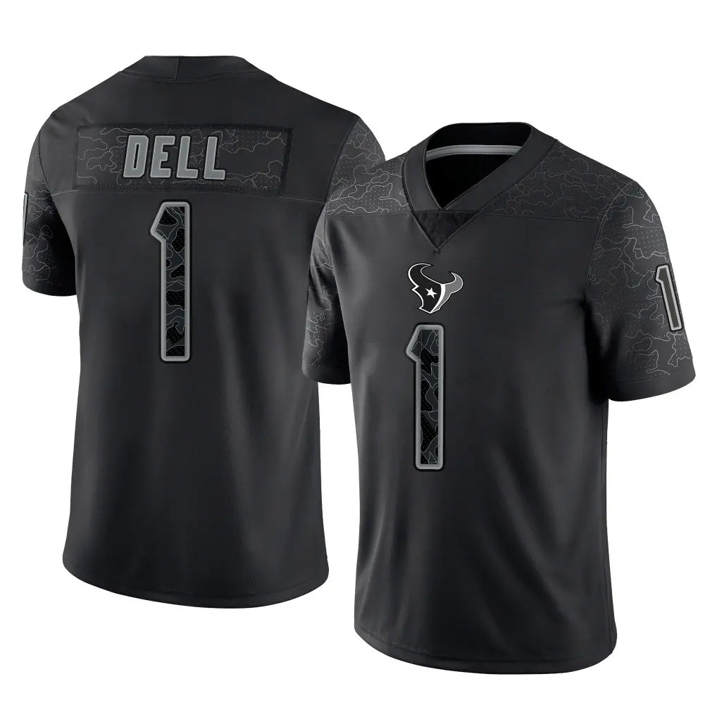 PHIN H.Texans #1 Tank Dell Player Black Reflective Limited Game Stitched Jerseys