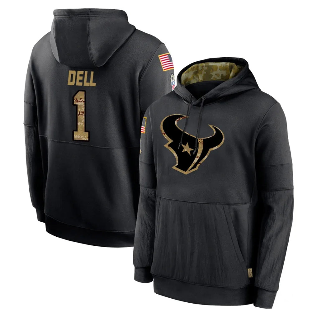 PHIN H.Texans #1 Tank Dell Player Black Salute to Service Hoodies Limited Game Stitched Jerseys
