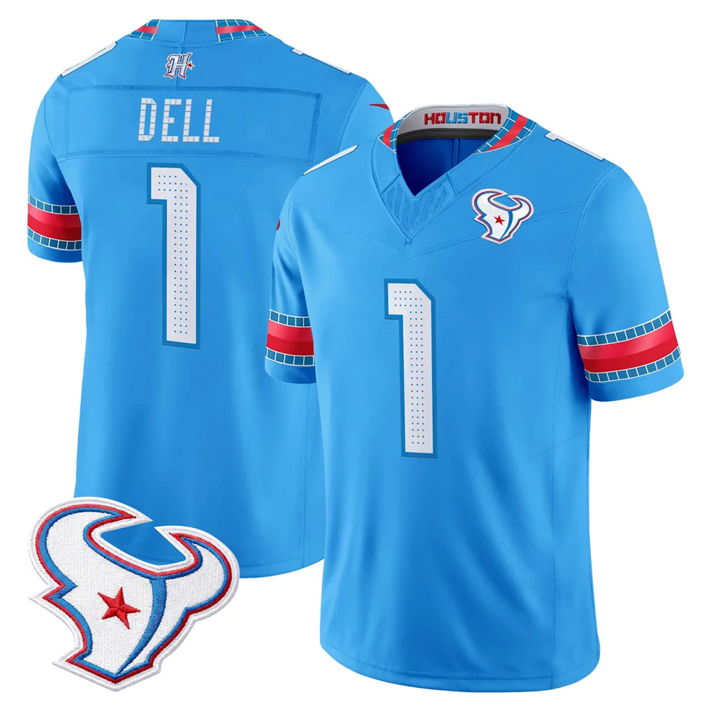 PHIN H.Texans #1 Tank Dell Player Blue 2026 Rivalries Vapor Limited Home Game Stitched jerseys