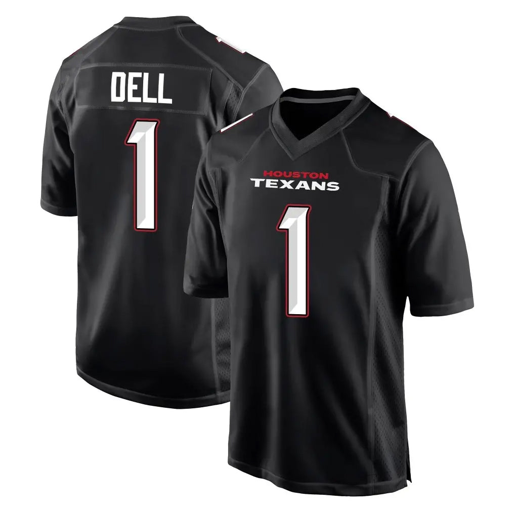 PHIN H.Texans #1 Tank Dell Player Carbon Black Fashion Home Game Stitched Jerseys