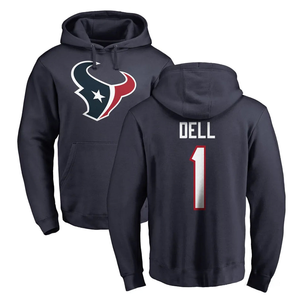 PHIN H.Texans #1 Tank Dell Player Navy Pro Line Pullover Hoodie Limited Game Stitched Jerseys