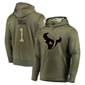 PHIN H.Texans #1 Tank Dell Player Olive Salute to Service Pullover Hoodies Home Game Stitched Jerseys