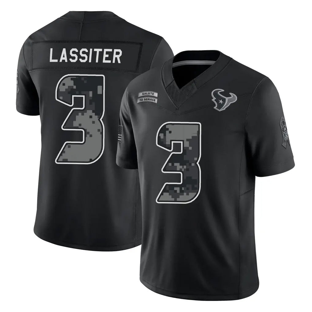 PHIN H.Texans #3 Kamari Lassiter Player Black Limited 2026 Salute to Service Home Game Stitched Jerseys