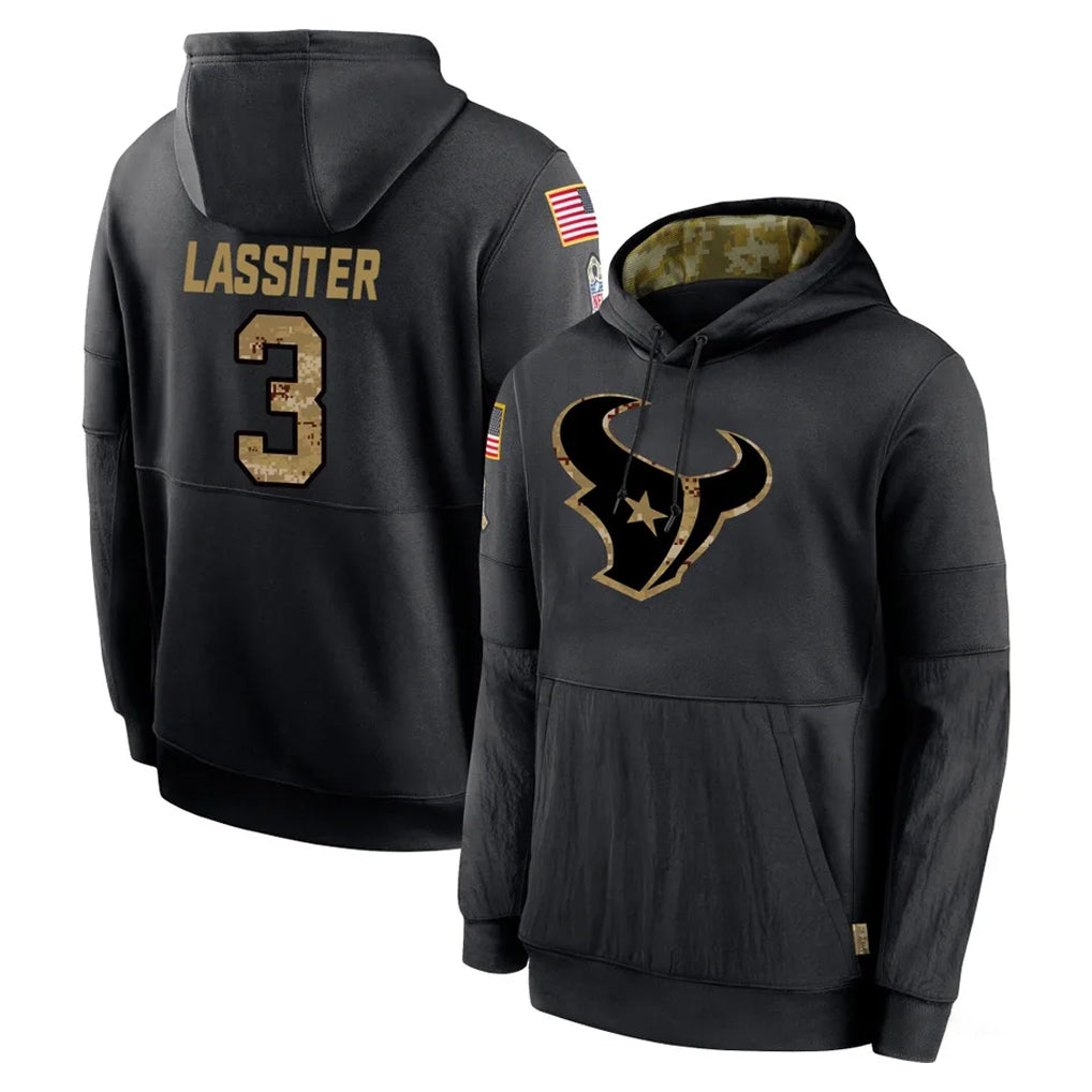 PHIN H.Texans #3 Kamari Lassiter Player Black Salute to Service Hoodies Limited Game Stitched Jerseys