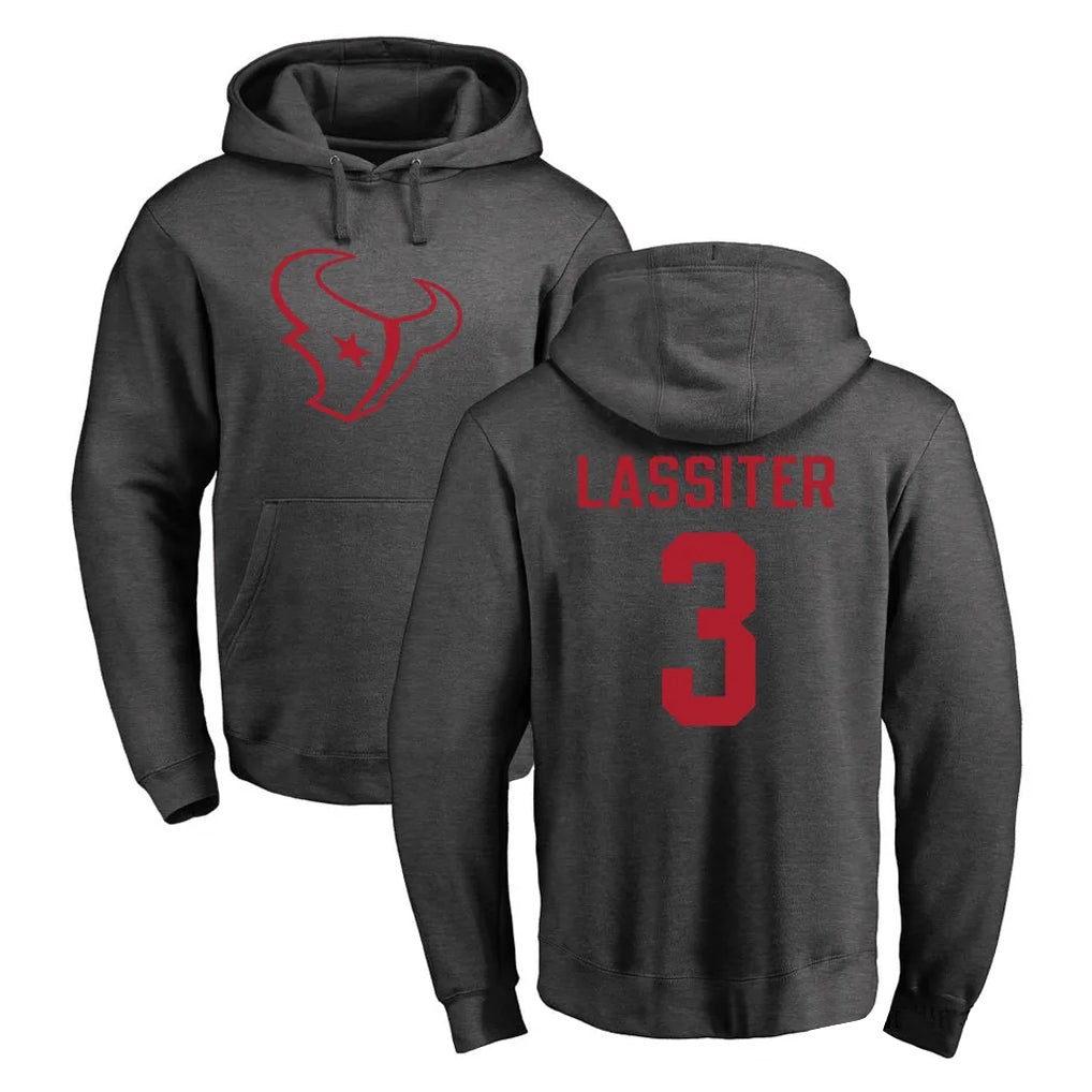 PHIN H.Texans #3 Kamari Lassiter Player Gray Pro Line Pullover Hoodie Limited Game Stitched Jerseys
