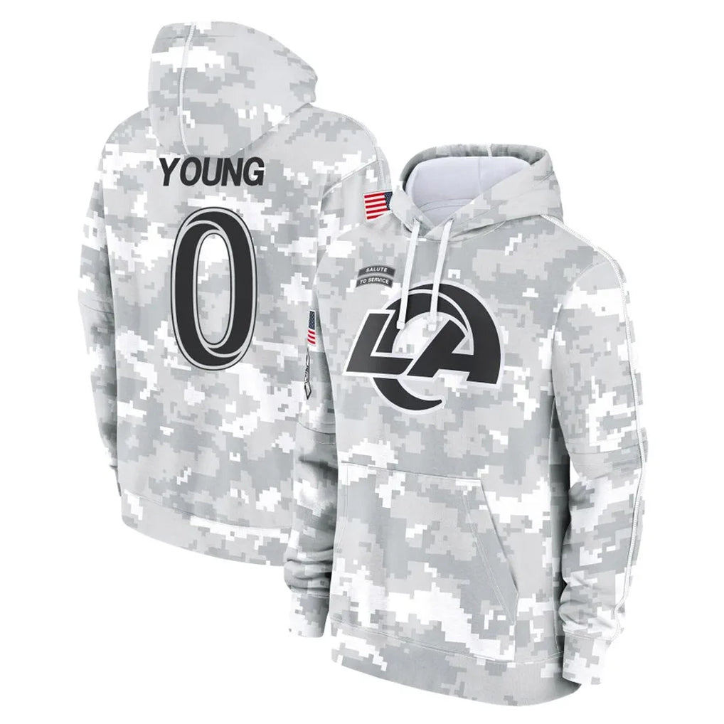 PHIN LA.Rams #0 Byron Young Player Arctic Camo Salute to Service Hoodies Limited Game Stitched Jerseys