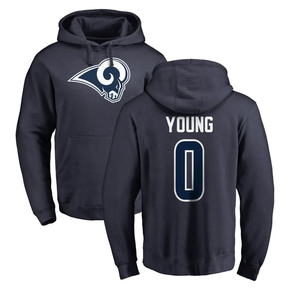 PHIN LA.Rams #0 Byron Young Player Navy Pullover Hoodie Limited Game Stitched Jerseys