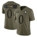 PHIN LA.Rams #0 Byron Young Player Olive 2025 Salute To Service Limited Game Stitched Jerseys