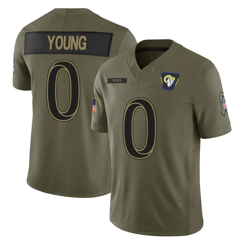 PHIN LA.Rams #0 Byron Young Player Olive 2025 Salute To Service Limited Game Stitched Jerseys