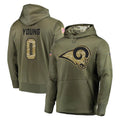 PHIN LA.Rams #0 Byron Young Player Olive Salute to Service Pullover Hoodies Home Game Stitched Jerseys