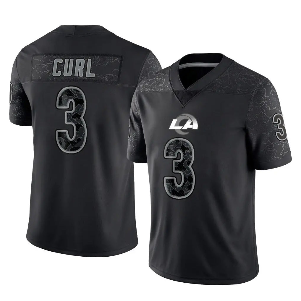 PHIN LA.Rams #3 Kam Curl Player Black Limited Reflective Home Game Stitched Jerseys