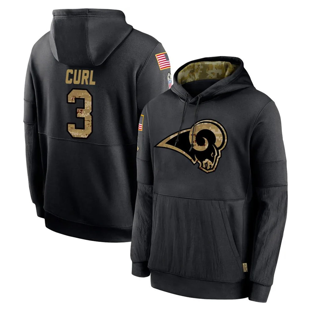 PHIN LA.Rams #3 Kam Curl Player Black Salute to Service Hoodies Limited Game Stitched Jerseys