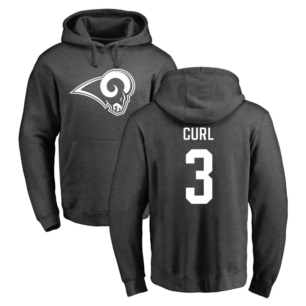 PHIN LA.Rams #3 Kam Curl Player Gray Pullover Hoodie Limited Game Stitched Jerseys