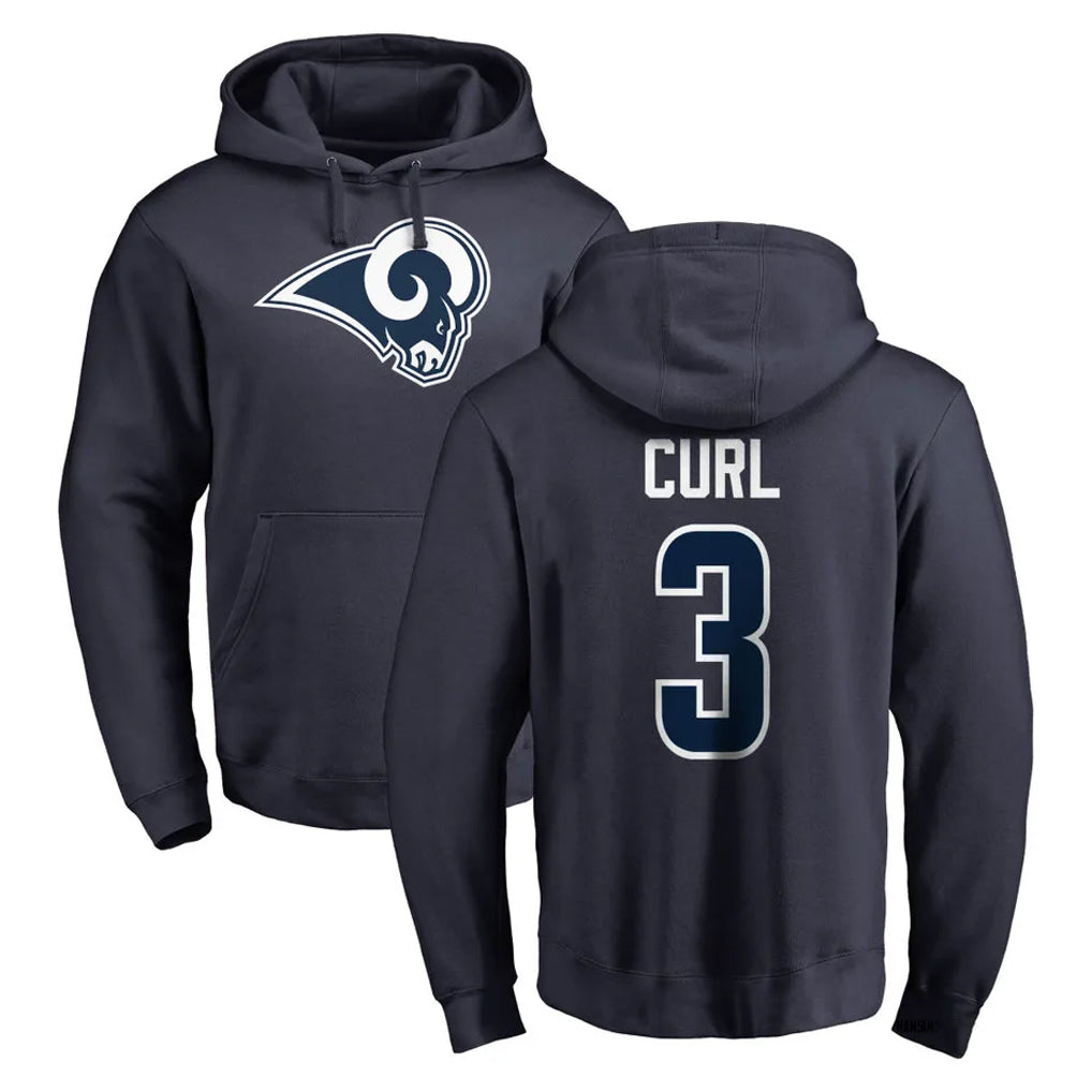PHIN LA.Rams #3 Kam Curl Player Navy Pullover Hoodie Limited Game Stitched Jerseys