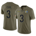 PHIN LA.Rams #3 Kam Curl Player Olive Salute To Service Limited Stitched Jerseys