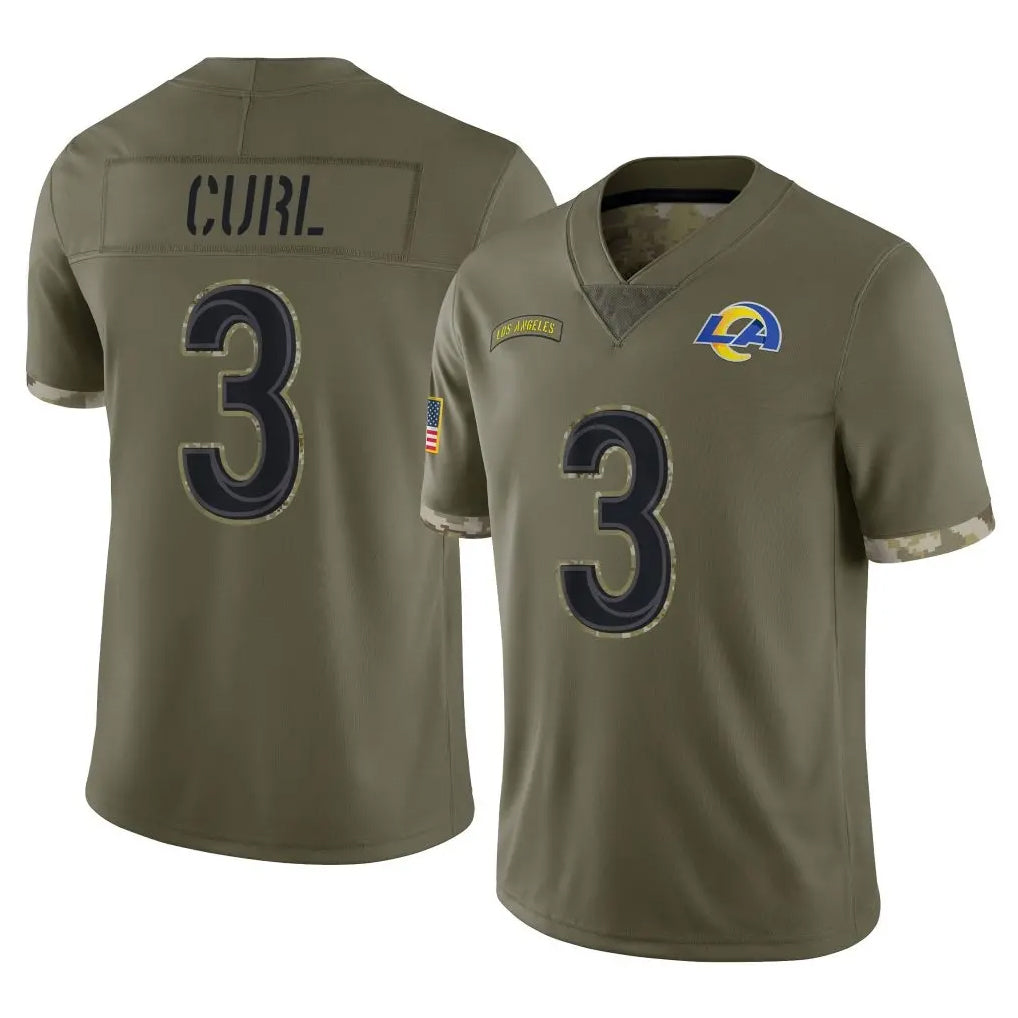 PHIN LA.Rams #3 Kam Curl Player Olive Salute To Service Limited Stitched Jerseys