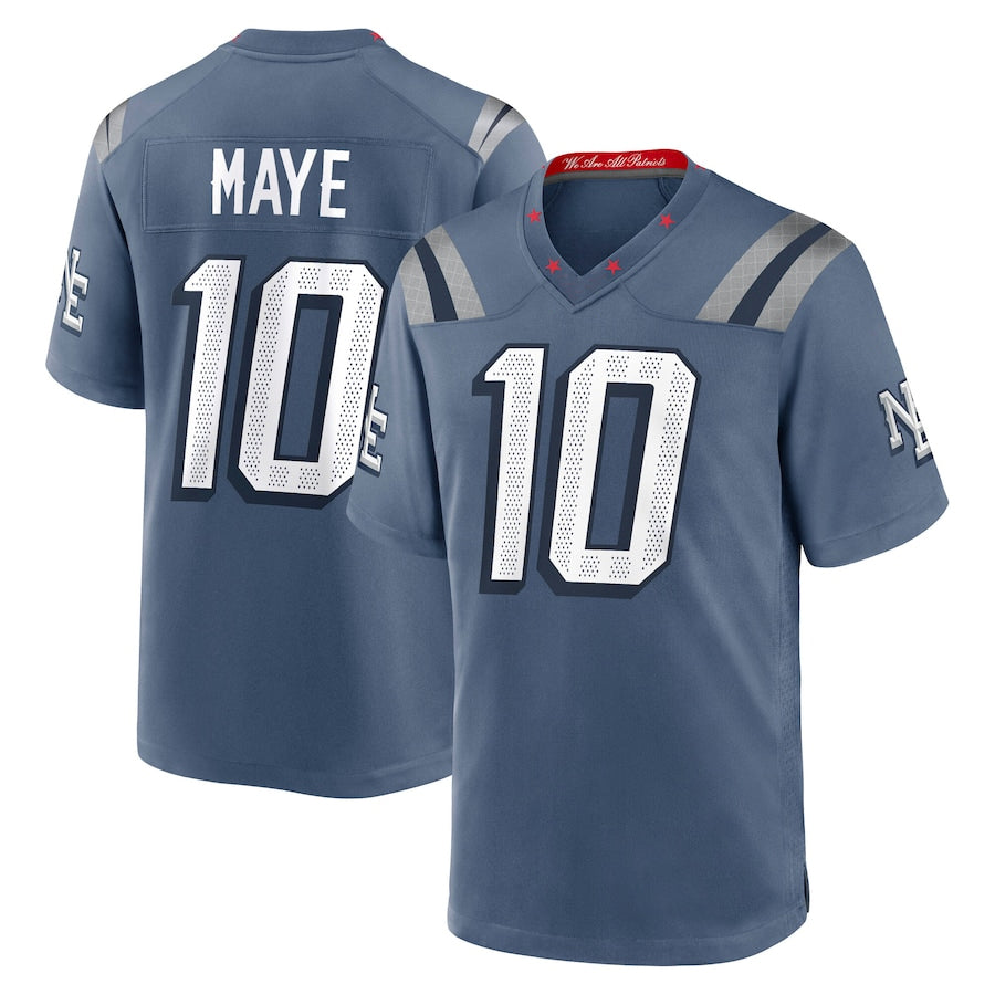PHIN NE.Patriots #10 Drake Maye Player Storm Blue Rivalries Collection Game Stitched Jerseys