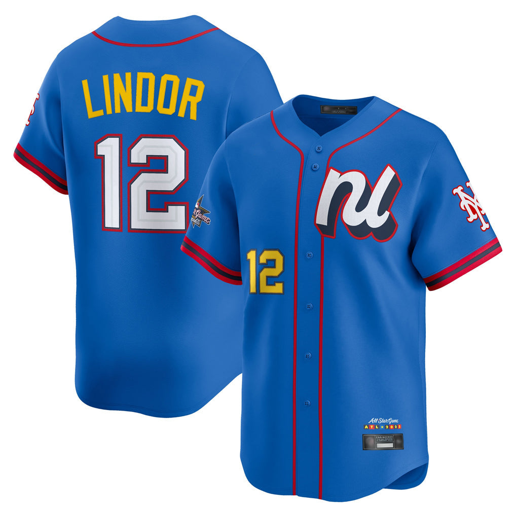 PHIN NY.Mets #12 Francisco Lindor Player Blue All-Star Edition Limited Stitched Jerseys