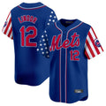 PHIN NY.Mets #12 Francisco Lindor Player Royal 2025 Independence Day Vapor Premier Limited  Stitched Jerseys