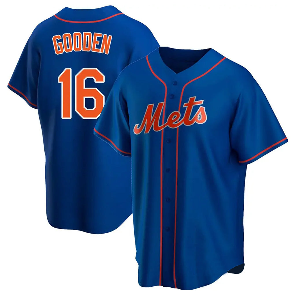 PHIN NY.Mets #16 Dwight Gooden Player Royal Home Game Stitched Jerseys