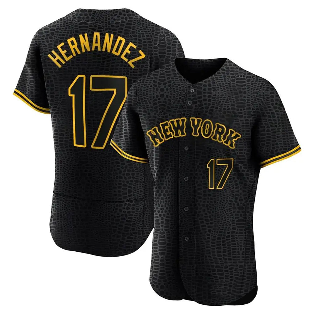 PHIN NY.Mets #17 Keith Hernandez Player Black Snake Skin City Home Limited Elite Stitched Jerseys