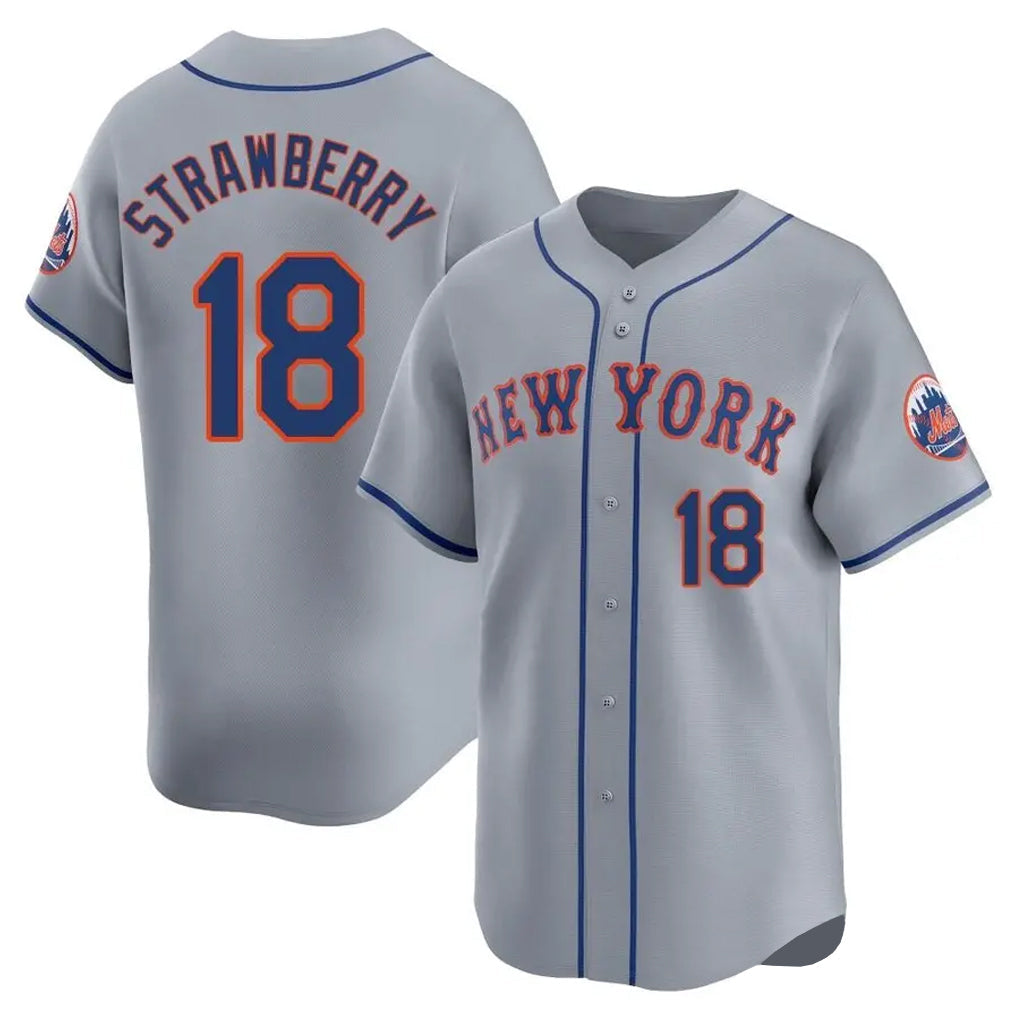PHIN NY.Mets #18 Darryl Strawberry Player Gray Road Limited Home Stitched Jerseys
