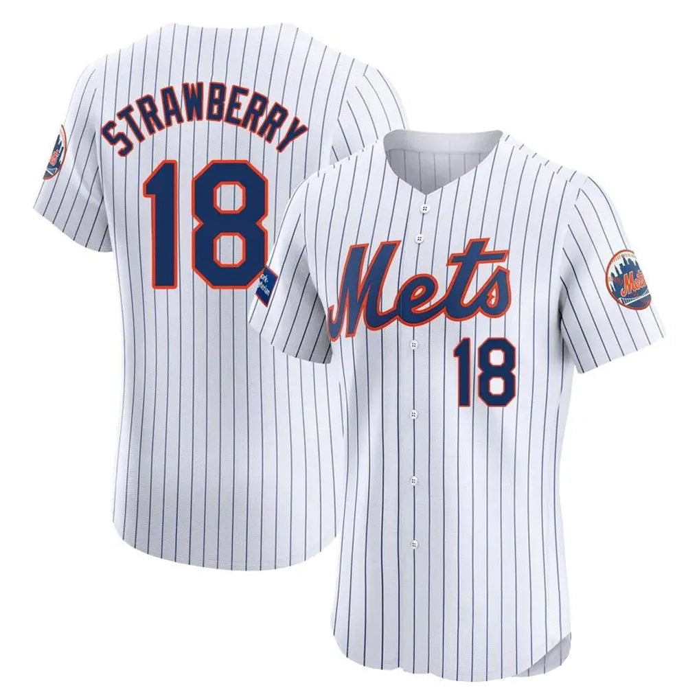 PHIN NY.Mets #18 Darryl Strawberry Player White Home Limited Elite Stitched Jerseys