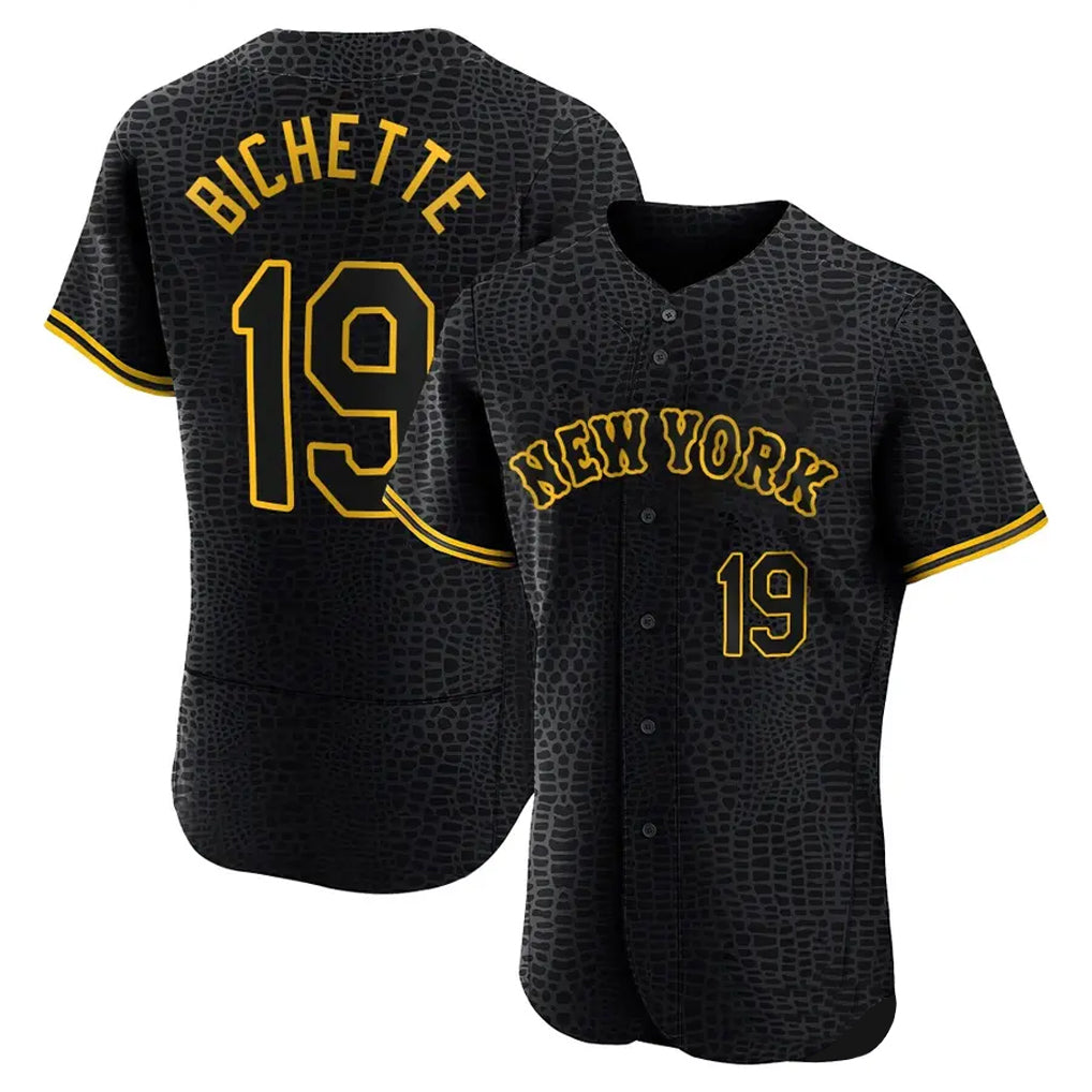 PHIN NY.Mets #19 Bo Bichette Player Black Snake Skin City Home Limited Elite Stitched Jerseys