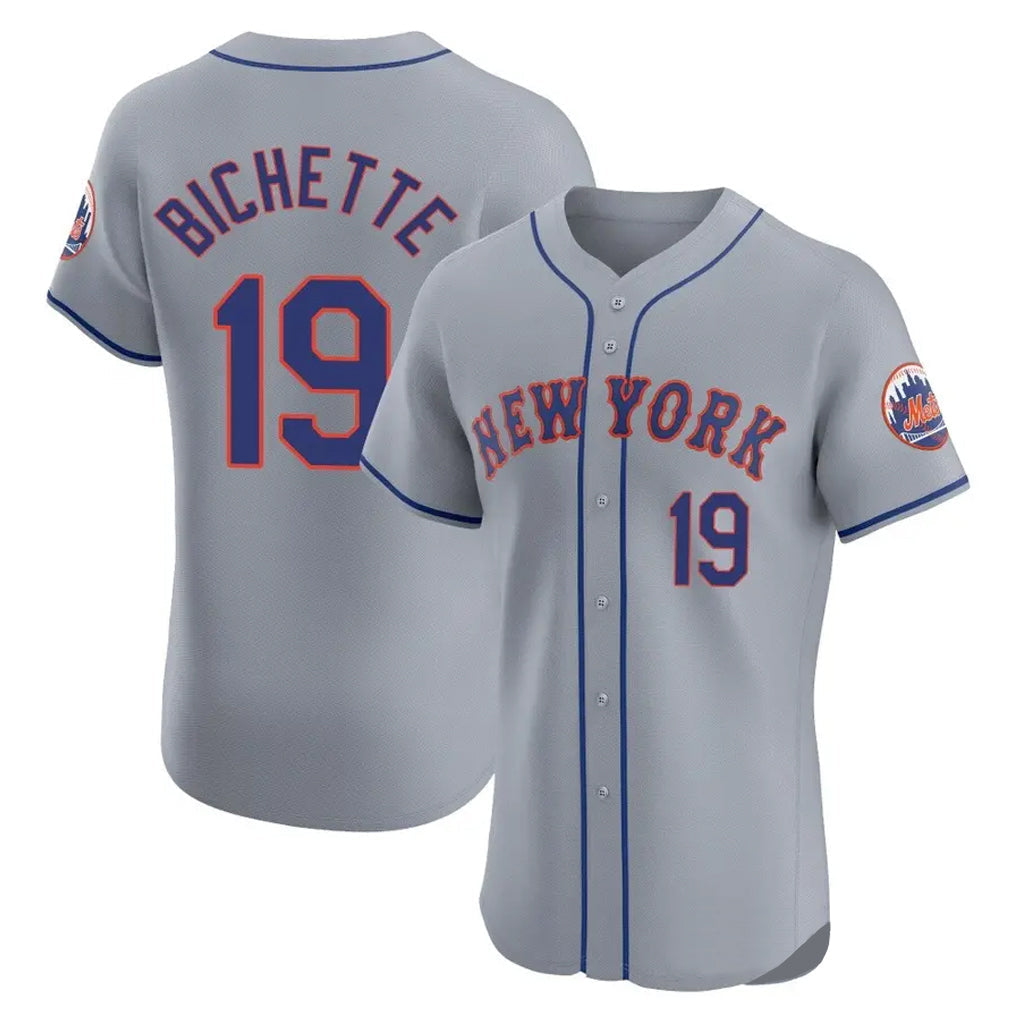 PHIN NY.Mets #19 Bo Bichette Player Gray Road Limited Elite Home Stitched Jerseys