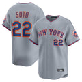 PHIN NY.Mets #22 Juan Soto Player Gray Road Limited Home Stitched Jerseys